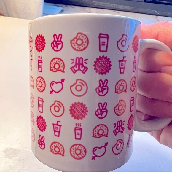 Dunkin Donuts Peace Love & Donuts Ceramic Coffee Mugs Set of 2 - Picture 3 of 7